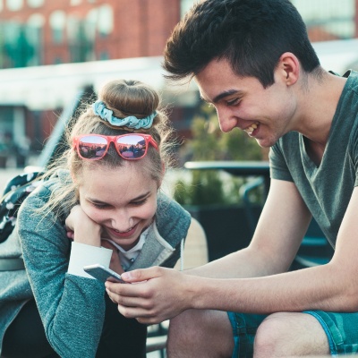 students socializing outside school