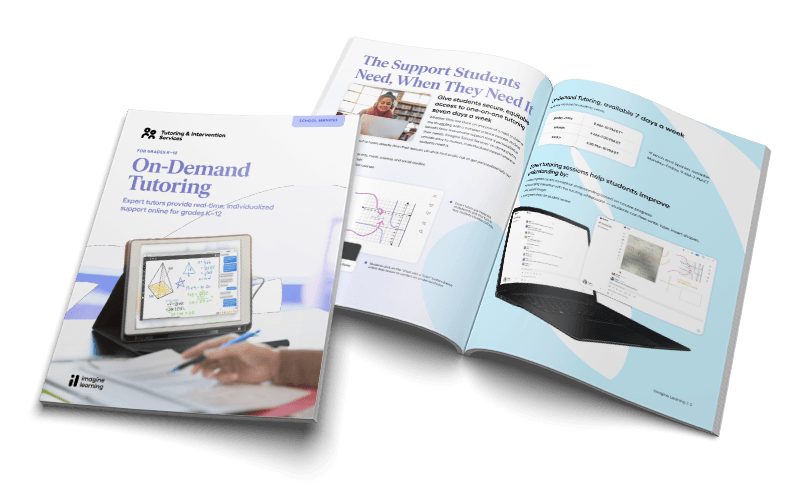 A render of the On-Demand Tutoring catalog front page and inner spread