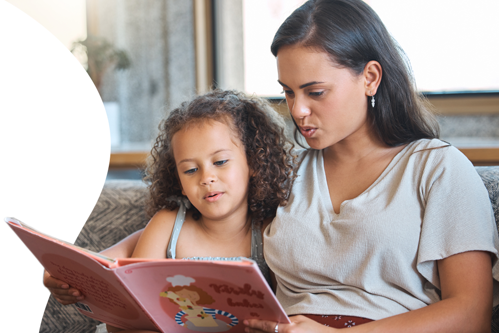 Parent and child reading together